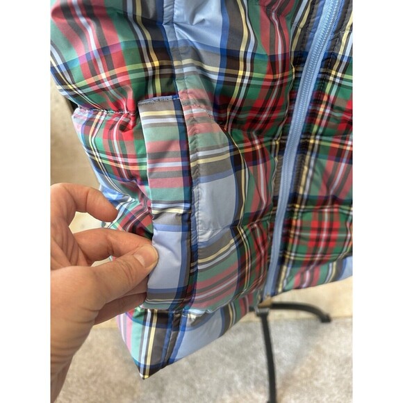 LANDS END Women’s BLUE Red Green HOLIDAY Plaid VEST Jacket S(6-8) - Picture 4 of 10